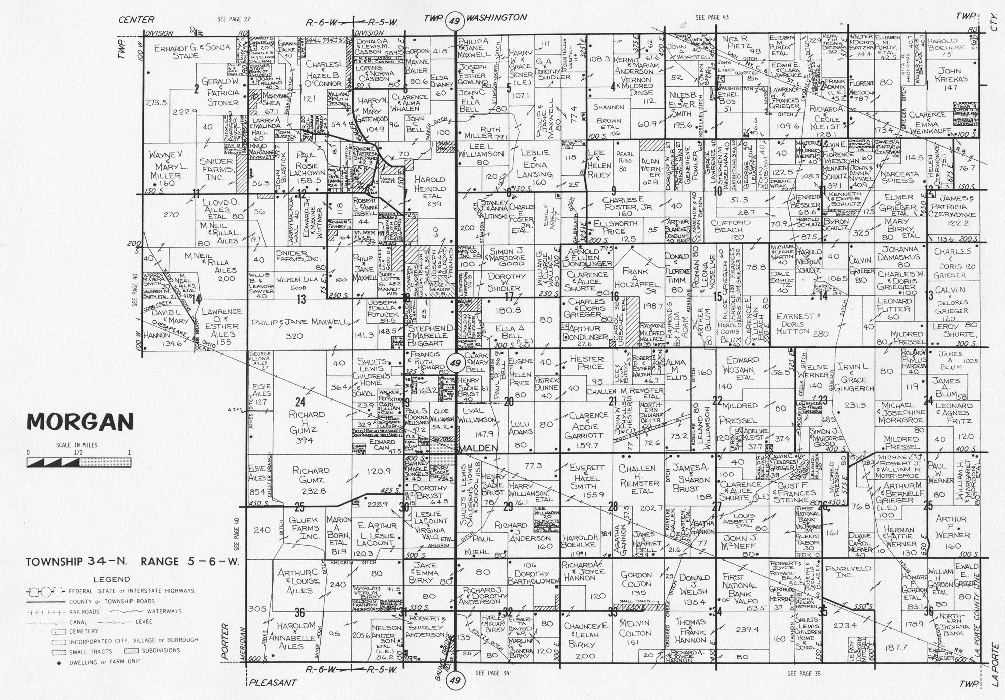 Porter County Indiana Genweb Morgan Township Maps
